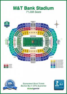 the football stadium seating map for m & t bank stadium, which is located in atlanta