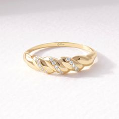 "Here is Croissant Dome Cluster Diamond Statement Ring for bride! This 18K 14K 10K Thick Twisted Rope Wedding Band will be perfect Promising Jewelry for bride or fiancee in her wedding or engagement ceremony. Chunky Bold Signet turns to elegance chunky bold ring for her! This signet gold ring will be great in her bridal shower as a twist rope ring! This Unique Croissant moissanite irregular ring can be either exciting twisted dome ring or pinkie finger ring for her. This Sturdy and stunning chun Gold Plated White Gold Wedding Diamond Ring, White Gold Plated Diamond Wedding Ring, Wedding White Gold Plated Diamond Ring, Classic Gold Plated Diamond Ring For Wedding, Gold-plated Diamond Ring With Prong Setting For Anniversary, Classic Gold-plated Diamond Ring For Wedding, Gold Plated Diamond Ring With Prong Setting For Anniversary, Gold Plated Brilliant Cut Diamond Ring For Formal Occasions, Gold Plated Wedding Jewelry With Pave Setting