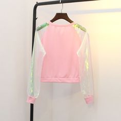 fashion transparent sleeve t-shirt sold by Honey Honey on Storenvy Sleeves Drawing, Transparent Sleeves, Honey Shop, Fashion Kawaii, Pastel Outfit, Harajuku Fashion, Pink Light, Fabric Samples, Adidas Jacket