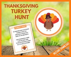 a thanksgiving turkey hunt with an orange background