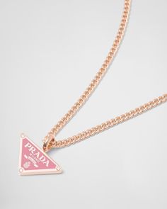 Prada Necklace, Prada Pink, Bow Jewelry, Triangle Logo, Family Events, Fine Jewelry Collection, Geometric Lines, Gold Pendant Necklace, Sophisticated Design