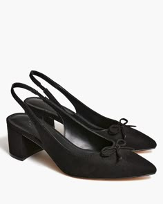 Slingback bow heels Black Heels With Bow, Shoes Wishlist, Fashion Island, Sling Back Heels, Work Shoes Women, Shoe Wishlist, Heels For Women, Bow Heels