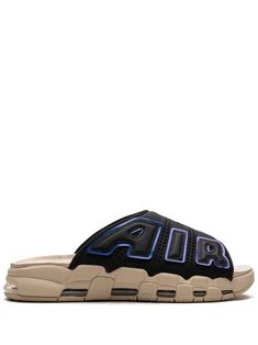 black leather appliqué logo open toe branded insole slip-on style rubber sole with Max Air cushioning Nike Air More Uptempo Black, Shoe Selfie, Friends Workout, Nike Air More Uptempo, Nike Air More, Lifestyle Art, Best Sneakers, Sneaker Head, Womens Shoes Sneakers