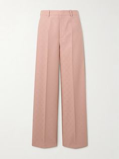 100% wool Classic Gucci Wide Leg Bottoms, Classic Gucci Workwear Pants, Elegant Gucci Straight Leg Bottoms, Elegant Gucci Straight Leg Pants, Elegant Gucci Pants For Formal Occasions, Classic Gucci Bottoms For Work, Gucci Formal Pants, Gucci Straight Leg Work Bottoms, Classic Gucci Bottoms For Formal Occasions