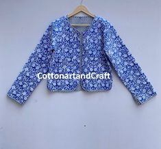 Welcome to Cottonartandcraft  Handmade Delivery from a small business in India Materials: Cotton Fabric Quality - 100 % cotton Sizes - Small Size - Chest -38 inch / 96.52 cm Length- 20.5 inch / 52.07 cm Sleeves -22 inch / 55.88 cm Medium Size - Chest-40 inch / 101.6 cm Length- 20.5 inch / 52.07 cm Sleeves -22 inch / 55.88 cm Large Size - Chest- 42 Inch / 106.68 cm Length- 21 inch / 53.34 cm Shoulder -15.5 inch / 39.37 cm Sleeves -22 inch / 55.88 cm XL Size - Chest -44 inch / 111.76 cm Length - 2 Handmade Traditional Cotton Outerwear, Handmade Long Sleeve Cotton Outerwear, Traditional Cotton Outerwear For Spring, Fall Cotton Outerwear With Block Print, Spring Cotton Outerwear With Block Print, Cotton Block Print Outerwear For Spring, Flower Coat, Kimono Women, Short Kimono