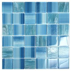 blue glass tile with white and gray stripes