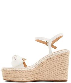 Ted Baker London Gia Canvas Bow Espadrille Wedge Sandals | Dillard's White Platform Wedge Sandals With Round Toe, White Closed Toe Wedge Sandals With Platform, White Wedge Heel Sandals For Beach, White Wedge Sandals For Beach, Summer White Platform Espadrilles, Chic White High Heel Espadrilles, White Straw Wedge Sandals For Beach, White High Heel Espadrilles For Beach, White High Heel Espadrilles For Vacation