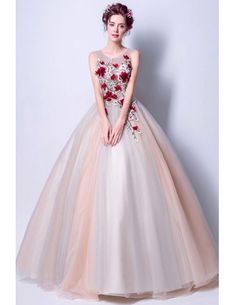 Floral Embroidered Ball Gown For Prom, Floral Embroidered Ball Gown For Prom Season, Prom Season Ball Gown With Floral Embroidery, Floral Embroidered Evening Dress For Debutante Ball, Floral Applique Ball Gown For Prom, Floral Applique Ball Gown For Prom Season, Floral Applique Ball Gown For Debutante Ball, Tulle Quinceanera Dress For Prom, Floral Applique Ball Gown Quinceanera Dress For Prom Season