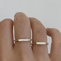 Minimalist Diamond Ring - Long Baguette Solitaire Ring - OOAK – ARTEMER Minimalist Diamond Rings, Elegant Beauty, Gold Ring Designs, Jewelry Inspo, Dream Jewelry, Baguette Diamond, Gold Jewelry Fashion, Pretty Jewellery, Solitaire Engagement