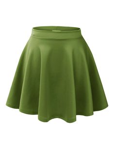 90% Polyester, 10% Spandex Made in U.S.A. or Imported. Hand Wash Only Stretchy fabric for comfortable fit / Skater skirt with an elastic inner band / Double-stitched bottom hem This versatile skater skirt is a must to make an amazing outfit You can wear it in any occasion - school, office, dates, and parties HAND WASH COLD / NO BLEACH / HANG DRY Outfit Ideas With Boots, High Waisted Circle Skirt, Flared Skater Skirt, Elegant Updos, Skirts Outfits, Mini Skater Skirt, Green Bottom, Miniskirt Outfits, Green Outfit