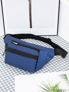 BagForLove - Stylish Green Unisex Waist Bag - Simple Design with a Fashionable Twist Blue Multifunctional Bags For Daily Use, Multifunctional Blue Bags For Daily Use, Casual Satchel Pouch For On-the-go, Casual On-the-go Satchel Pouch, Blue Multifunctional Rectangular Bag, Blue Lightweight School Bag, Multifunctional Blue Rectangular Bag, Functional Blue Bag With Removable Pouch, Multifunctional Blue Bag With Zipper Closure