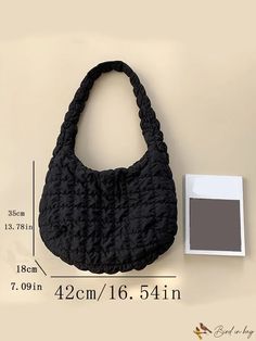 BirdinBag - Quilted Ruched Bag: Chic and Minimalist Design Oversized Pattern, Ruched Bag, Chic Quilts, Inch Bag, Bag Bag, Black Style, Black Handbags, Hobo Bag, Bags Shoulder