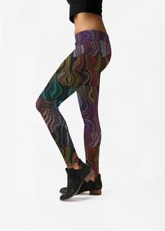 Poetic rythym - Leggings by Christy Leigh Trendy Tight Mid-rise Leggings, Trendy Mid-rise Tight Leggings, Comfortable Fitted Leggings For Fall, Casual Fitted Yoga Pants For Pilates, Trendy Elastane Yoga Leggings, Versatile High Stretch Leggings For Fall, Comfortable Stretch Leggings For Fall, Versatile Comfort Stretch Tights For Fall, Casual High Stretch Tights For Fall