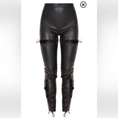 Plt 2021 Lace Up Pants Punk Style Faux Leather Bottoms With Belt Loops, Edgy High Waist Faux Leather Bottoms, Punk High-waist Faux Leather Bottoms, Edgy Leather Pants With Belt Loops For Spring, Edgy Faux Leather Bottoms For Spring, Edgy High Waist Faux Leather Pants, Edgy High-waist Faux Leather Pants, Edgy Faux Leather Pants, Gothic Fitted Faux Leather Bottoms