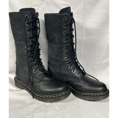 Dr. Martens Hazil Black Suede Leather Tall Boots - Black - Size 8 Preowned But In Excellent Condition! Black Leather Knee-high Lace-up Boots, Fitted Leather Knee-high Combat Boots, Fitted Knee-high Leather Combat Boots, Black Leather Knee-high Combat Boots, Fitted Black Leather Lace-up Boots, Black Suede Boots With Leather Footbed, Winter Black Lace-up Boots With Leather Footbed, Black Leather Combat Boots Medium Width, Black Lace-up Boots With Leather Lining