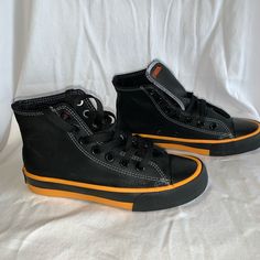 Goes From A Smoke/Pets Free Home. Never Sell You Something I Wouldn't Buy New Without Tags- Brand New With Tags Removed Or In Online Packaging Orange Black, Harley Davidson, Kids Shoes, Shoes Sneakers, Kids Shop, Brand New, Orange, Sneakers, Black