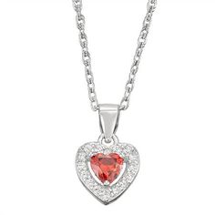 Included: 1 Necklace Chain(s)Jewelry Closure: Spring Ring ClaspLink Construction: SolidSetting: ProngShape: HeartStone: Cubic ZirconiaStone Cut: HeartStone Millimeter Measurement: 4 Mm LengthMetal Color: WhiteChain Length: 15 InchChain Width: 1 MillimetersPendant Length: 13mmPendant Width: 7.8mmMetal: Sterling SilverChain Construction: LinkCare: Wipe CleanStone Type: 18 Cubic ZirconiaCountry of Origin: Imported Red Heart-shaped Birthstone Jewelry, Red Heart Necklace With Birthstone For Gift, Red Heart Necklace With Birthstone As Gift, Red Birthstone Heart Necklace For Gift, Red Heart Birthstone Necklace Gift, Red Cubic Zirconia Necklace Gift, Personalized Red Heart Cut Necklace, Red Birthstone Necklace For Valentine's Day, Red Cubic Zirconia Heart Pendant Jewelry