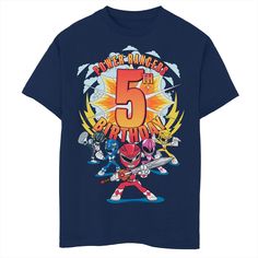 the power rangers 5th birthday t - shirt is shown in front of a white background