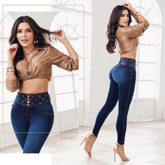 6954 100% Authentic Colombian Push Up SHORT – JDColFashion High Waist Stretch Jeans With Built-in Shorts, Trendy Fitted Jeans With Built-in Shorts, High Waist Jeans With Built-in Shorts And Stretch, Colombian Jeans, Flatten Tummy, Southern Women, Lower Abdomen, Stretch Cotton Fabric, Shape Wear