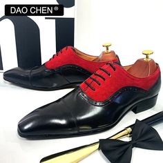 SPECIFICATIONSBrand Name: DAOCHENShoes Type: OxfordsOrigin: Mainland ChinaUpper Material: GENUINE LEATHERUpper-Genuine Leather Type: Cow LeatherPattern Type: Mixed colorsModel Number: 031-B211Insole Material: SheepskinFit: Fits true to size, take your normal sizeLining Material: GENUINE LEATHERLining-Genuine Leather Type: Cow LeatherClosure Type: Lace-upSeason: Spring/AutumnDepartment Name: ADULTOccasion: Office & CareerToe Shape: Pointed toeOutsole Material: RubberColor: Black,Red,Gree,Blue,Bro Red Business Leather Shoes With Closed Toe, Red Leather Business Shoes Closed Toe, Red Closed Toe Leather Shoes For Business, Red Lace-up Oxfords With Leather Sole, Red Cap Toe Leather Shoes For Business, Red Fitted Leather Oxfords, Fitted Leather Shoes With Red Sole And Cap Toe, Elegant Red Fitted Oxfords, Red Fitted Elegant Oxfords