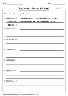 Place Value Worksheets