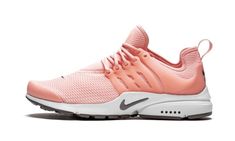 The Nike Air Presto "Storm Pink" is the women's sizing of the classic performance running sneaker turned lifestyle shoe.  The Air Presto was originally marketed as a "T-shirt for your feet" as an ode to its superior comfort, and the sleek silhouette remains unrivaled with its unique blend of comfort and support today.  The Air Presto upper features a lightweight, free-motion Storm Pink neoprene mesh that conforms to your foot.  Supporting the material are tonal pink TPU cages at the midfoot and Presto Shoes, Frugal Male Fashion, Air Presto, Nike Air Presto, Stadium Goods, Nike Womens, Pink Shoes, Running Sneakers, Air Max Sneakers