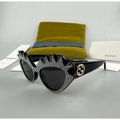 Up For Sale Today Is An Authentic Pair Of Gucci Sunglasses. Please See Pictures And Conditions Below For A Reference Of The Condition And The Glasses. Condition Overall: New Floor Model. May Have Very Small Signs Of Try-Ons. Nothing That Affects Use Or Vision :) Case Is Included. Item Location: Tower1bina Crystal Cat, Cat Eyes, Gucci Sunglasses, Gucci Accessories, Designer Accessories, Gucci Black, Small Signs, Accessories Design, Sunglasses Accessories