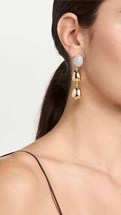 Lele Sadoughi Pebble Linear Earrings | Shopbop Luxury Jeweled Yellow Gold Jewelry, Chic Jeweled Jewelry, Elegant Teardrop Plated Jewelry, Chic Gold-tone Plated Earrings, Elegant Brass Clip-on Earrings With Plating, Glamorous Metal Jewelry With Bling, Elegant Gold-tone Earrings For Anniversary, White Gold Metal Earrings For Evening, Elegant Gold-tone Earrings For Evening