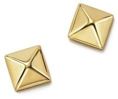 Bloomingdale's 14K Yellow Gold Small Pyramid Post Earrings - 100% Exclusive Formal Yellow Gold Diamond-shaped Earrings, Elegant Gold Diamond-shaped Earrings, Elegant Yellow Gold Studs For Gift, Elegant Yellow Gold Studs As Gift, Exclusive Jewelry, Simply Beautiful, Pyramid, Post Earrings, Jewelry Accessories