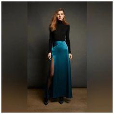 Nonchalant Label Satin Teal Blue Kennedy Maxi Skirt Teal Size Xs And Med Nwt $492.00 As Seen On Me In Nyc (My Skirt) This Listing Is A Stocked Piece Nwt Stretchy Waistband 100% Polyester Made In Usa Dry Clean Only Unlined Elastic Waistband Thigh High Side Slant Sateen Fabric Pullover Tags: Designer Runway Sexy Vacation Resort Cruise Solid Minimalist Elegant Chic Sophisticated Evening Cocktail Statement Unique Flattering Revolve Shopbop Intermix Farfetch Summer Spring High End Celebrity Summer As Blue Long Skirt For Fall, Blue Long Skirt For Winter, Blue Silk Lined Skirt, Blue Silk Lined Bottoms, Blue Silk Relaxed Skirt, Blue Silk Relaxed Skirt Bottoms, Blue Lined Maxi Skirt For Fall, Blue Fitted Silk Skirt, Elegant Full Length Winter Skirt