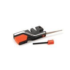 an orange and black tool on a white background