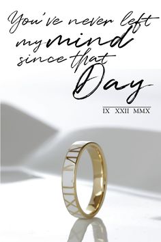 That Day - Personalized gold and enamel text band Elegant White Enamel Ring For Anniversary, White Engraved Promise Jewelry, White Engraved Jewelry For Promise, White 14k Stamped Engraved Ring Gift, White 14k Stamped Engraved Ring As A Gift, Personalized Anniversary Enamel Ring, Personalized Enamel Ring For Anniversary, Personalized Enamel Anniversary Ring, Classic White Engraved Ring With Initials