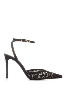 External: 77% Viscose, 21% Cotton, 2% Polyamide Feminine Chic, Stefano Gabbana, Shoe Game, Luxury Retail, Luxury Boutique, Sling Backs, High Heel Shoes, Black Lace, Ankle Strap