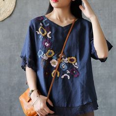 [xlmodel]-[products]-[8888]Material:Cotton,Material:Linen,Item Type:Tops,Tops Type:Tees,Sleeve Length(cm):Short,Sleeve Style:Regular,Fabric Type:Broadcloth,Pattern Type:Floral,Model Number:MMX02,Gender:WOMEN,Clothing Length:Regular,Decoration:Embroidery,Style:vintage,Collar:O-Neck,Size:M,L,XL,XXL,XXXL,4XL,5XLMeasurement In CMSizeShoulderChestLengthSleeveM381026425L391066625XL401106826XXL411147026XXXL4211872274XL4312274275XL441267628[xlmodel]-[photo]-[0000][xlmodel]-[custom]-[50143] Embroidery Vintage, Vintage T Shirts, Vintage Tshirts, Floral Embroidery, Style Vintage, Women Clothing, Cotton Material, Sleeve Styles, Dark Blue