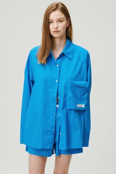 storets.com Tyra Oversized Utility Shirt Utility Shirt, Azure Blue, Fuchsia Color, Shirts Blouses, Oversized Fits, Shirt Blouses, Latest Trends, Blouses, Womens Tops