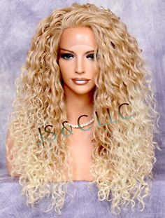 This is a gorgeous high quality extra long curly fashion wig. You can also finger style or use a wig pick or brush to sty le it. Hair spray can also be used. Depending on your face shape, size of your forehead, length of your neck, your jaw lines and etc. each styles will appear differently on person to person. Wigs For Black Women Color, Wig Styling Tips, Edgy Hair Color, Wig Ideas Black Women, Drag Wigs, Full Lace Front Wigs, Wig Curly, Wig Blonde, Blonde Wigs