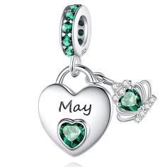 PRICES MAY VARY. 👑Hypoallergenic Material:👑 Birthstone Charm is made of real 925 hypoallergenic sterling silver with rhodium finished make the bracelet charms particularly bright and fade-resistant. Never uses lead, nickel or any other prohibited materials, heart dangle charms is friendly to sensitive skin. High quality cubic zirconia catch the light from every angle, and the sparkle is very brilliant , you can get lots of compliment. 👑Fit for Bracelets and Necklaces:👑 charm for bracelets wi Green Dangling Charms For Gift, Dangling Charms Jewelry For Birthday And Mother's Day Gift, Mother's Day Jewelry With Dangling Charms As Birthday Gift, Mother's Day Birthday Gift Jewelry With Dangling Charms, Silver Jewelry With Heart Charm For May Birthstone, Silver Heart Charms For Birthday, Silver Heart Charm For Birthday, Silver Birthstone Charms For Gifts, Sterling Silver Charms For Birthday And Valentine's Day