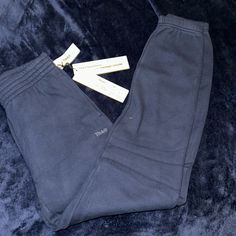 Brand New With Tags. Navy Blue Blue Fall Sweatpants With Elastic Waistband, Blue Sweatpants With Elastic Waistband, Navy Joggers With Pockets For Loungewear, Blue Joggers For Fall Loungewear, Blue Joggers With Pockets For Fall, Comfortable Blue Winter Bottoms, Blue Relaxed Fit Sweatpants For Fall, Blue Winter Loungewear Bottoms, Blue Lounging Bottoms For Winter