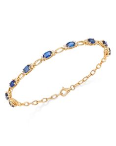 Bloomingdale's Fine Collection Sapphire & Diamond Tennis Bracelet in 14K Yellow Gold Sapphire Gold Jewelry, Luxury Blue Gold Bracelet For Formal Occasions, Elegant Blue Diamond Bracelet In 14k Gold, Elegant Blue Gold Bracelet For Formal Occasions, Elegant 14k Gold Blue Bracelets, Elegant Blue 14k Gold Bracelets, Elegant Blue 14k Gold Bracelet, Blue Gold Jewelry, Sapphire Tennis Bracelet