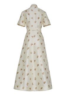 Rounded Wardrobe, Adam Lippes, Decorative Stitching, Flowing Skirt, Silk Wool, Menswear Inspired, Printed Silk, Classic Dress, Cream Dress