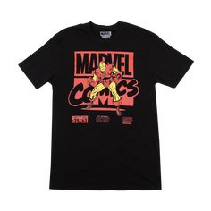 Marvel Comics Iron Man Black Tee – Heroes & Villains Vintage Rap Tees, Ultimate Marvel, Comics Logo, Marvel Hoodies, Marvel Merchandise, Rap Tee, Man Thing Marvel, Fashion Suits For Men, Logo Tees