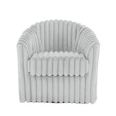 an upholstered white chair on a white background with the back turned to look like it's made out of foam