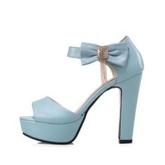 Stylish High Heel Ankle Strap Blue Bow Design Sandals on Luulla Design Sandals, Shoes And Sandals, Blue Bow, Bow Design, High Quality Leather, High Heel, Ankle Strap, High Heels, Size 7