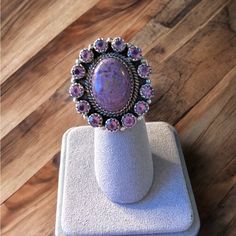 Beautiful Purpurite & Amethyst Sterling Silver Ring Handcrafted Statement Piece Material - Sterling Silver Gemstones - Amethyst & Purpurite Size - Adjustable Weight 17.83 G #143a-630 Please See Pictures Have Any Questions, Please Ask Save By Bundling Up - 10% Off When You Buy 3 Or More Items From My Closet - One Shipping Cost When You Bundle Up And Save If You Love What You See, But Not The Price, Send Me An Offer All Offers Are Considered And Negotiable. (When A Sale Is Finalized, Poshmark Rece Oval Amethyst Ring With Natural Stones, Oval Purple Amethyst Ring With Natural Stones, Purple Oval Jewelry With Stones, Anniversary Jewelry With Large Amethyst Stone, Amethyst Jewelry With Large Stone For Anniversary, Adjustable Amethyst Jewelry With Large Stone, Purple Oval Stones Jewelry, Anniversary Amethyst Jewelry With Large Stone, Unique Purple Oval Jewelry