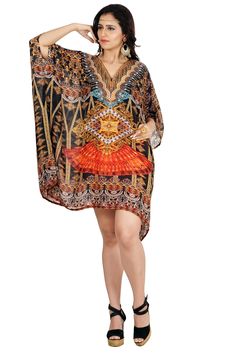 "ELEGANT , GORGEOUS & BEAUTIFUL ONE SIZE FIT ALL Length 32\" ( 82cm ) Heavily Embellished Short kaftan Material: 100% Silk Quality: Excellent (Best Quality On Our Stock) Absolutely Perfect for any Occasion... Be it a Relaxing Evening Entertaining Family/Friends or A Wild Night Out on the Town with the Girls... you are sure to be the center of attention! Product Details: Condition : - Brand New Brand : - Sakhee Type : - Short Kaftan Ship Via DHL EXPRESS" Silk V-neck Kaftan For Beachwear, Multicolor Silk Tunic, Bohemian Silk Kaftan For Beach Cover-up, Bohemian Tunic Kaftan For Party, Long Sleeve Silk Kaftan For Beach Cover-up, Silk V-neck Tunic For Summer, Free Size Silk Dress For The Beach, Bohemian Beach Tunic Dress, Boho Print Long Sleeve Kaftan For Beachwear