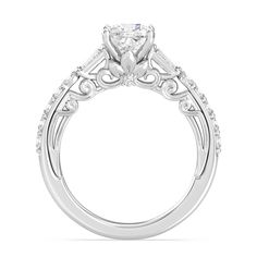 a white gold engagement ring with an intricate design on the shan shan shan shan shan shan shan