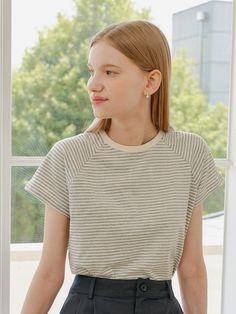 Editor's NotesThis top is made of cotton. It features a raglan sleeve, stripe pattern detail, and a minimal design which makes the T-shirt more casual. It can be worn with any item. Wear this item with a mini-length skirt or wide-fit pants. - Classic design short-sleeve T-shirt- Crewneck and a regualr fit - Comfortable fit and easy to coordinate - Must-have item and a basic design  Measurements(in.)One Size (XS-M)- Total Length: 20.47 in.- Chest: 18.50 in.- Shoulder: 9.84 in.- Sleeve Length: 19.48 in. Model info: Height 5' 64, Bust 29.5 in., Waist 23 in., Hips 35 in. Composition & Care- Shell: 100% Cotton - Dry Clean- Please check a care label Designer- by YUPPE Spring Cotton T-shirt With Striped Sleeves, Spring Raglan Sleeve T-shirt For Loungewear, Sporty Tops With Striped Hem And Relaxed Fit, Sporty Relaxed Fit Top With Striped Hem, Everyday Striped Cotton Tops, Sporty Cotton Tops With Striped Sleeves, Casual Raglan Sleeve T-shirt For Loungewear, White Relaxed Fit Top With Striped Hem, Striped Cotton Crew Neck Top