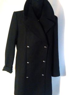 Wool and viscose coat. In good condition. Fits loosely. The length of the coat can be adjusted to fit you by sewing on the buttons. The length of the coat is above the knee. According to European sizes 38, US 6, UK 10, S-M-L M size. In good condition. Shoulder width 41cm/16.4" Arm length 60cm/24" Back length 82cm/32" Chest width at the front 50cm/20" Please compare these sizes with clothing that fits you well. If you have questions or need an additional photo, write. I will be happy to answer. T Womens Black Coat, Military Style, Vintage Coat, Military Fashion, Women's Coat, Above The Knee, Military Jacket, Jackets & Coats, Wool