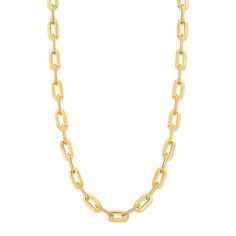 Ross-Simons - Italian 14kt Yellow Gold Paper Clip Link Necklace. 20". An Italian staple for every jewelry box! Shining in polished 14kt yellow gold, this stunning paper clip link necklace looks great with any outfit combination. Lobster clasp, 14kt yellow gold paper clip link necklace. Formal Yellow Gold Paperclip Chain Necklace, Classic Gold Chain Jewelry In Paperclip Shape, Classic Paperclip Gold Chain Jewelry, Classic Gold-tone Chain Necklace With Rectangular Links, Classic Rectangular Chain Necklace, Formal 14k Gold Necklace With Paperclip Chain, Formal 14k Gold Paperclip Chain Necklace, Yellow Gold Paperclip Box Chain Necklace, Classic Yellow Gold Paperclip Chain Necklace