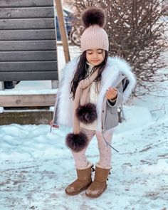 Striped Dusty Beige Angora Hat - Petit Maison Kids Cappuccino Color, Beige Beanie, Nia Sioux, Girls Winter Outfits, Baby Barbie, Striped Beanie, Kids Winter Outfits, Girls Fur, Ribbed Scarf